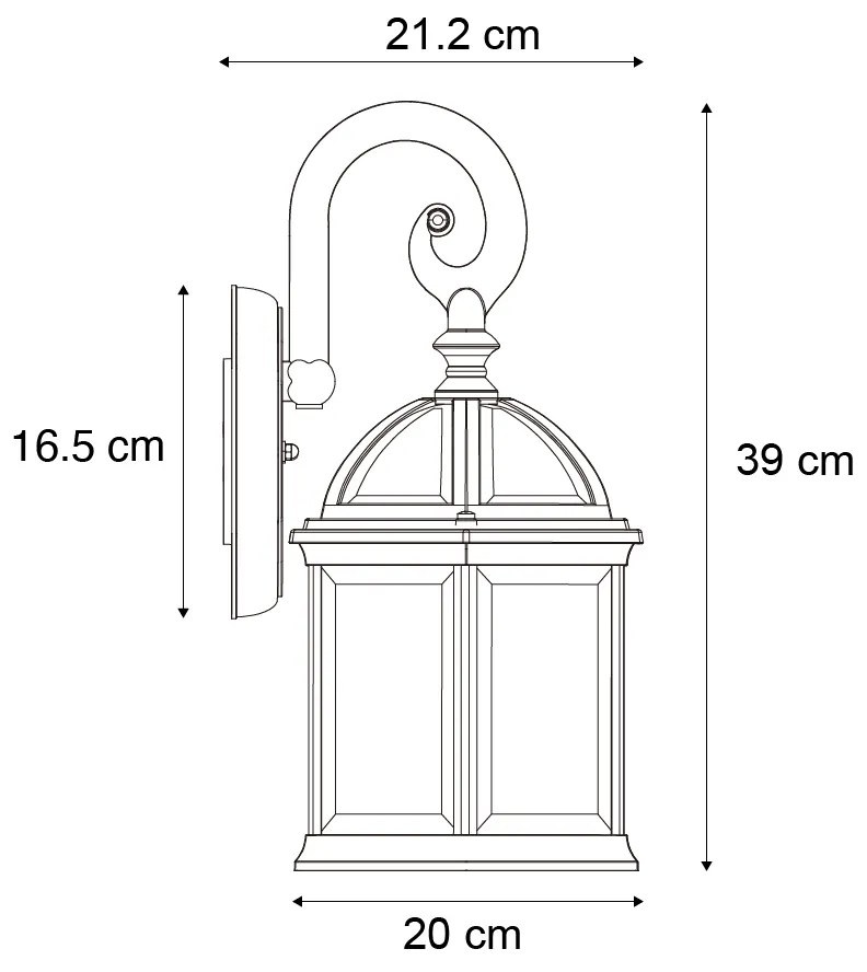 Klasické vonkajšie nástenné svietidlo antická zelená IP44 - Glasgow