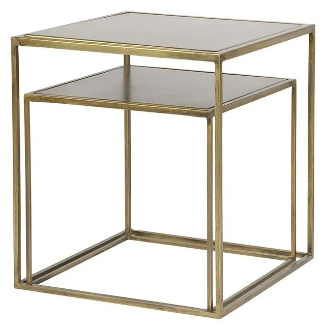 Kovový stolík Metallic sada 2 ks 45 × 40 × 40,35 × 36 × 36 cm