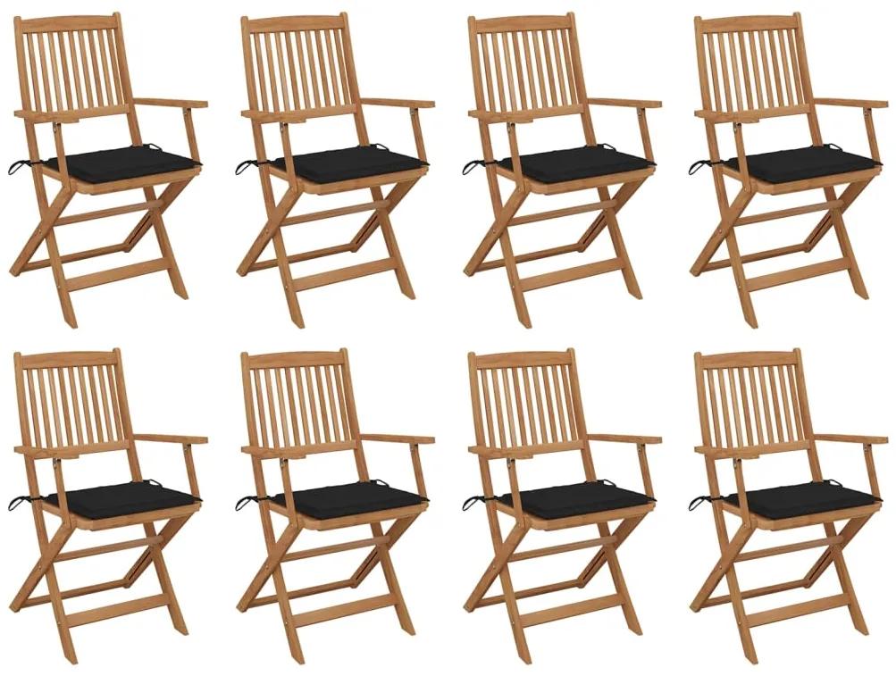 Skladacie vonkajšie stoličky s podložkami 8 ks akáciový masív 3075092