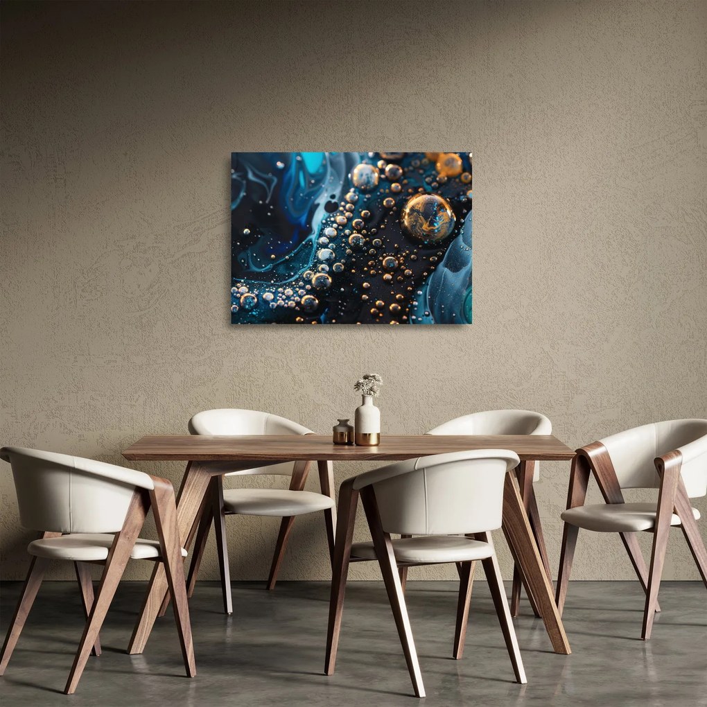 Sklenený obraz - Atramentové kvapky (70x50 cm)