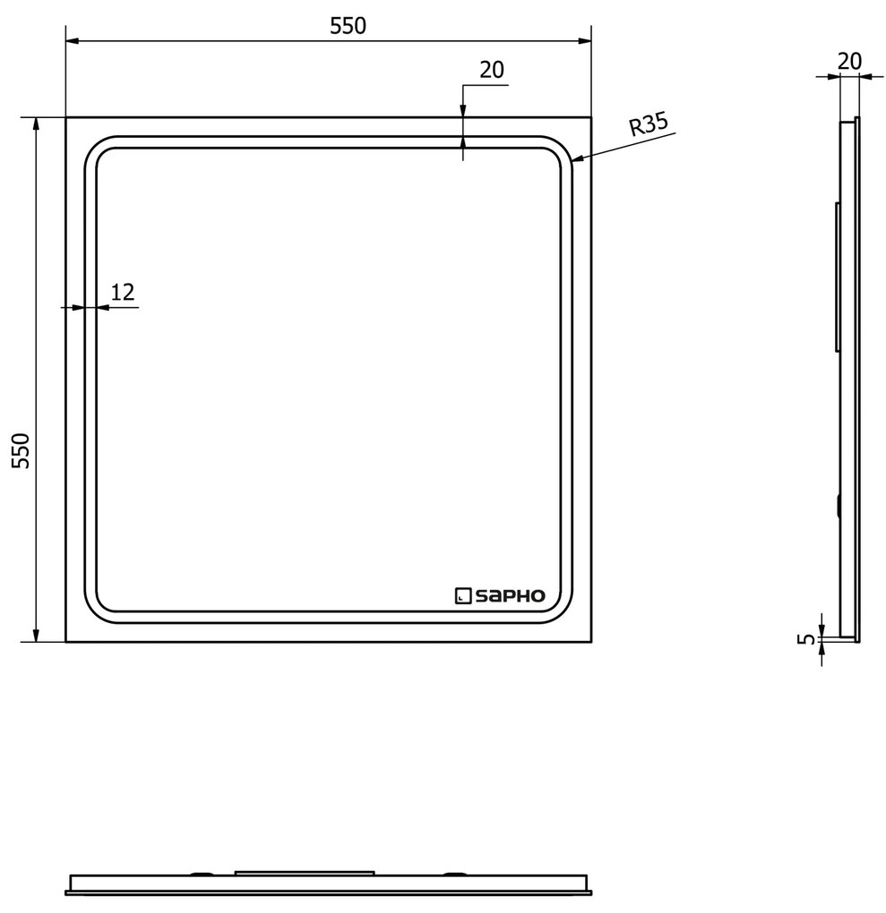 Sapho Sapho, Zrkadlo GEMINI s LED osvetlením 55x55cm, GM055