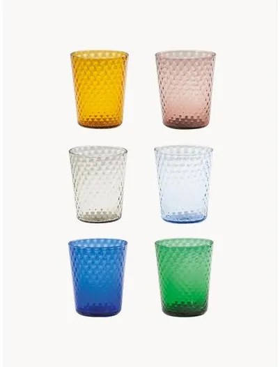 Súprava ručne vyrobených pohárov na vodu Veneziano, 6 dielov
