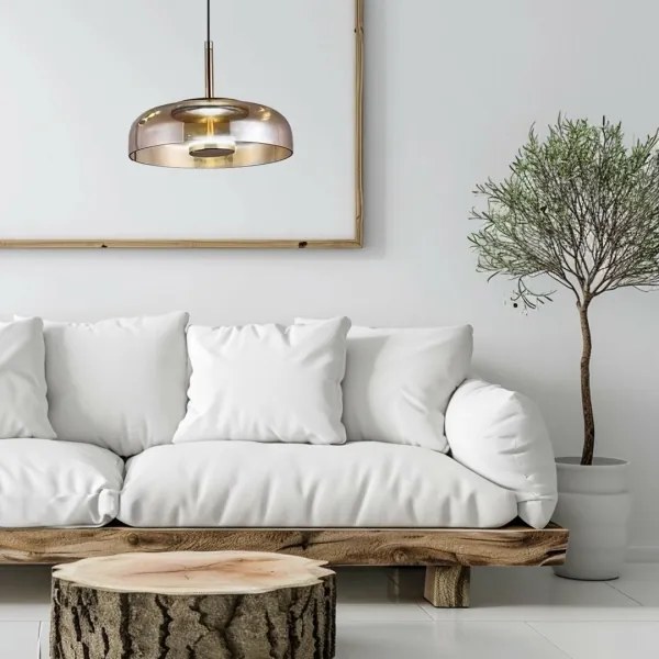 LED Luster na lanku VETRO LED/6W/230V pr. 23 cm béžová/čierna