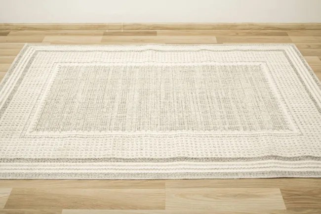 Koberec Cotton C117 rám, krémový / sivý