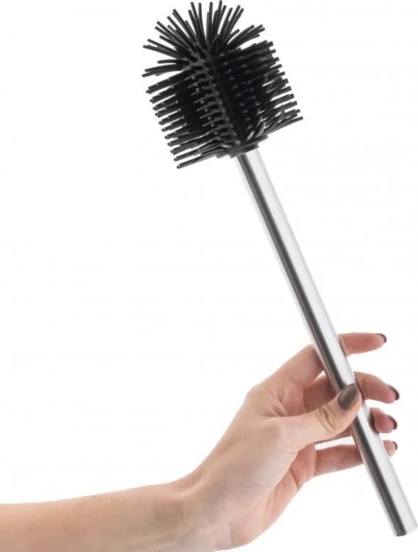 Erga Silka, silikónová WC kefa, čierna-chrómová, ERG-YKA-V.WCZC-SILKA