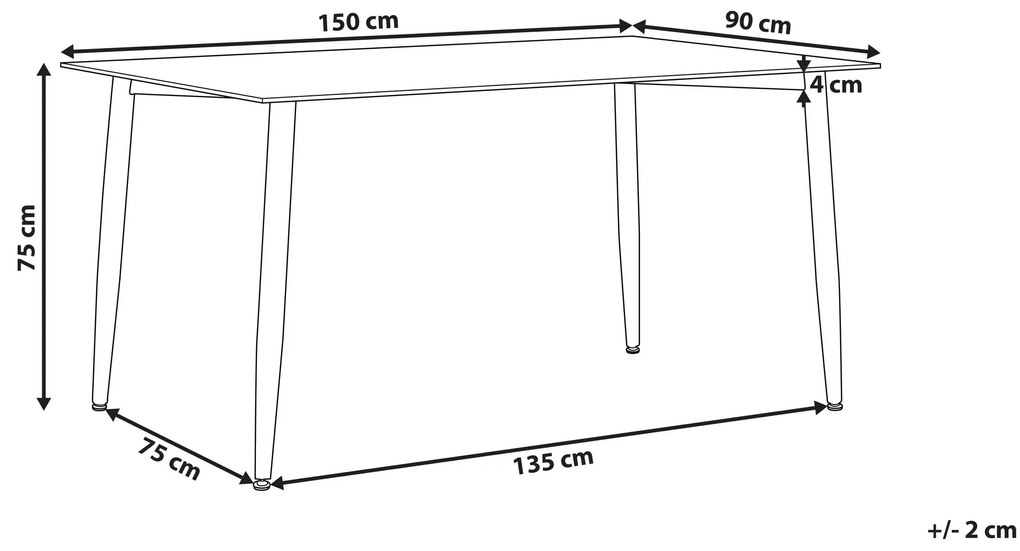 Jedálenský stôl so sklenenou doskou 150 x 90 cm čierny TOTHAM Beliani