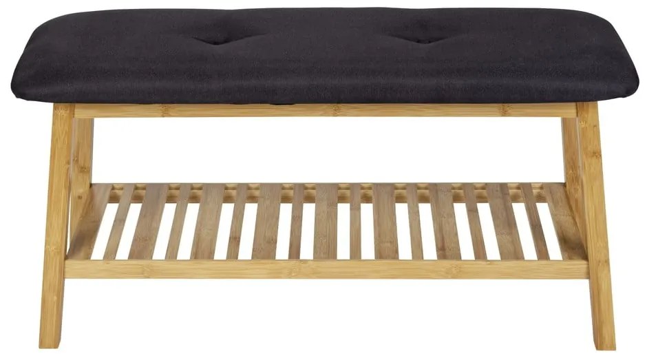 Čierna/prírodná bambusová polica s lavicou Ecori - Wenko