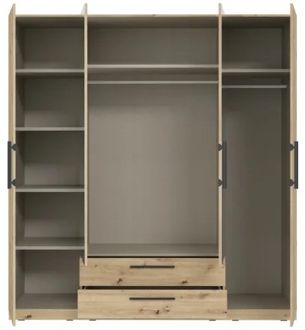 Šatníková skriňa so zrkadlom MARO 200x213 cm dub artisan