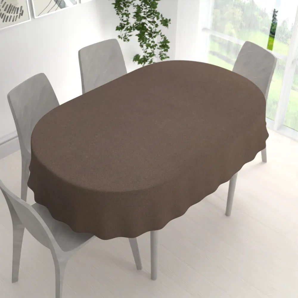 Biante Veľký dekoračný oválny obrus BKR-504 Hnedý 240x280 cm