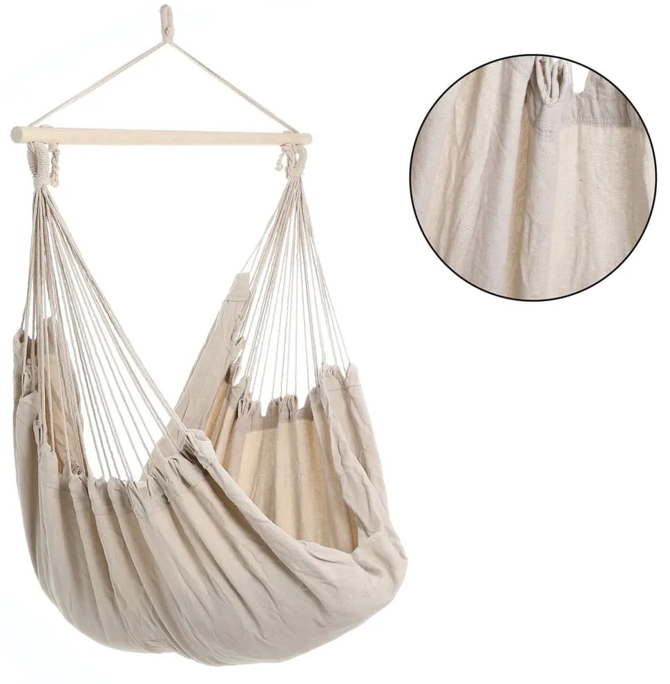 Detex Závesné kreslo BOHO s vankúšmi, Ø61cm, béžová