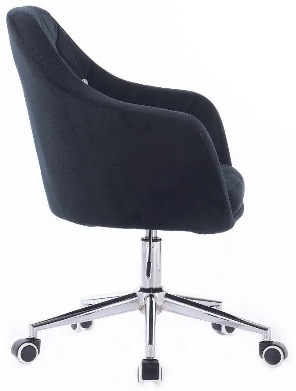 LuxuryForm DESIGN Kreslo ROMA VELUR na striebornej podstave s kolieskami - čierne
