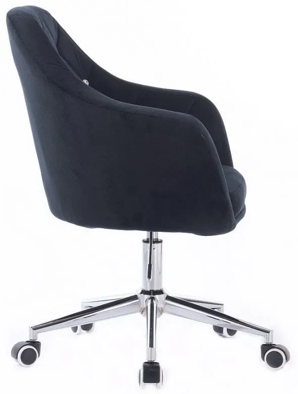 LuxuryForm DESIGN Kreslo ROMA VELUR na striebornej podstave s kolieskami - čierne