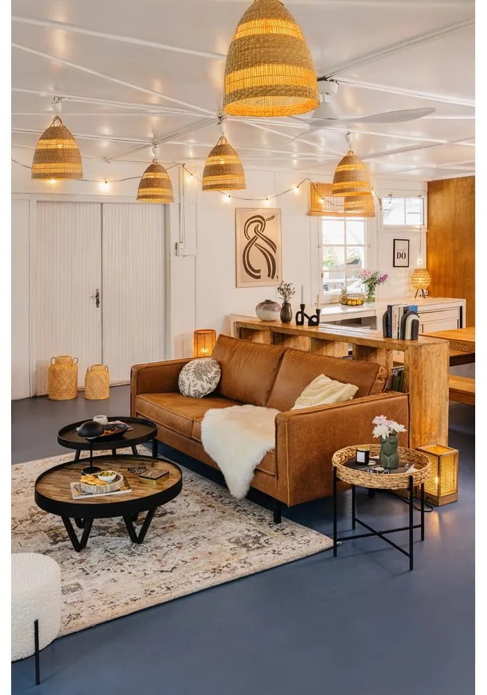 Hnedá pohovka z imitácie kože 190 cm Rodeo – WOOOD