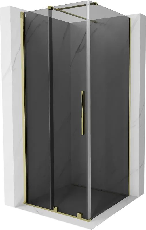 Mexen Velar, sprchový kút s posuvnými dverami 110 x 110 cm, 8mm šedé sklo, zlatá lesklá, 871-110-110-41-50