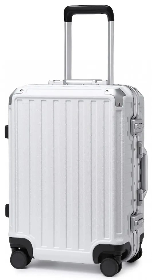 Konofactory Biely prémiový odolný kufor s hliníkovým rámom "Alfa" - M (35l)