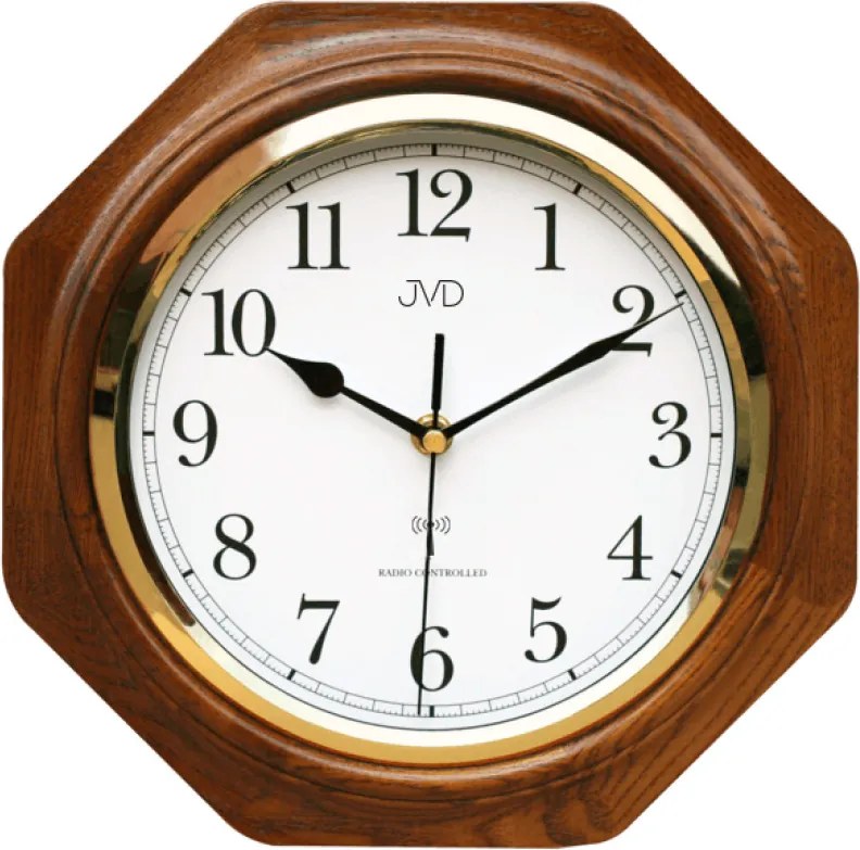 Nástenné drevené hodiny JVD NR7172.1 riadené rádiovým signálom, 28 cm