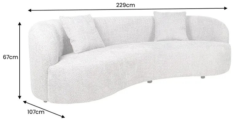 Pohovka ATELIER 230 cm bouclé šedá