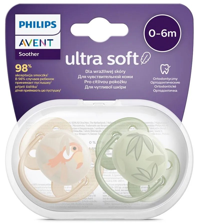 Dojčenský cumlík Ultrasoft Premium Avent zvieratá 0-6 miesacov 2 ks chlapec