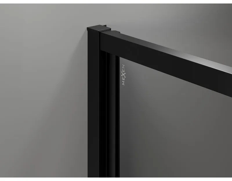 Mexen Exo, dvojkrídlové sprchové dvere 80x200 cm, 6mm číre sklo, čierny profil, 814-080-000-70-00