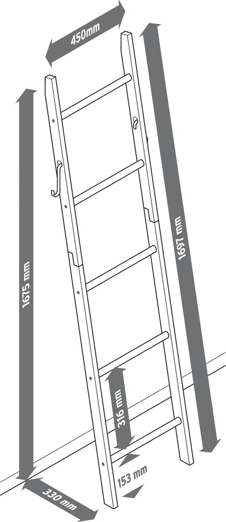 Rebrík na oblečenie z dubového dreva