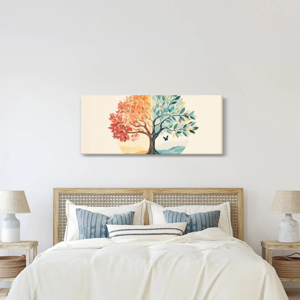 Obraz – Duálny strom s motýľom (120x50 cm)