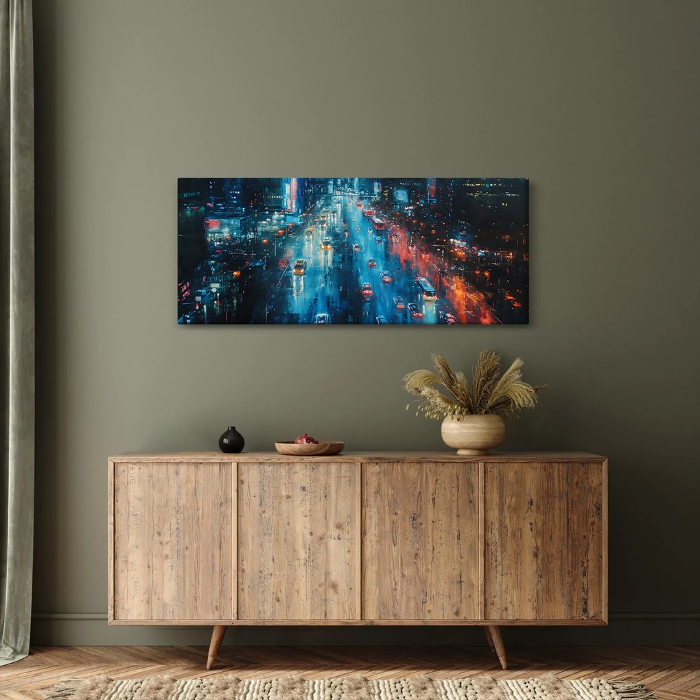 Obraz - Veľkomesto, olejomaľba (120x50 cm)
