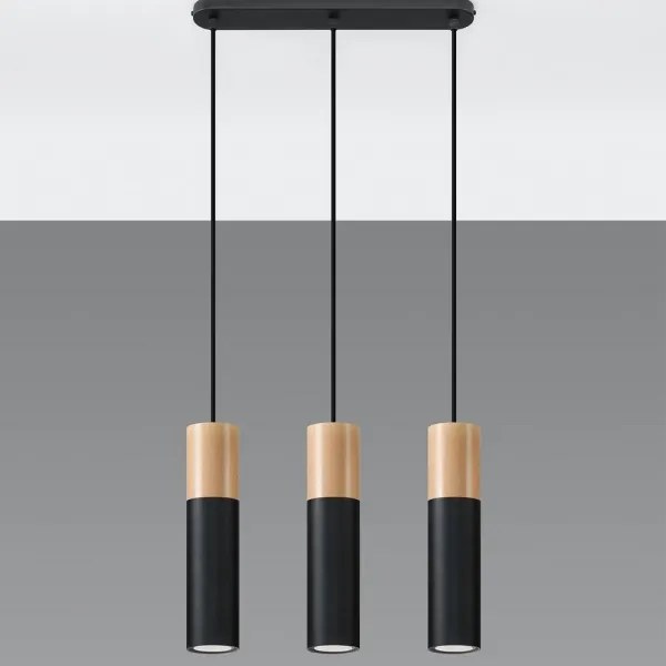 Sollux SL.0634 - Luster na lanku PABLO 3xGU10/40W/230V čierna