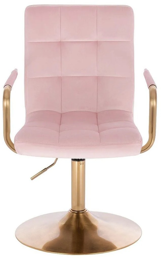 LuxuryForm DESIGN Stolička VERONA GOLD VELUR na zlatom tanieri - ružová