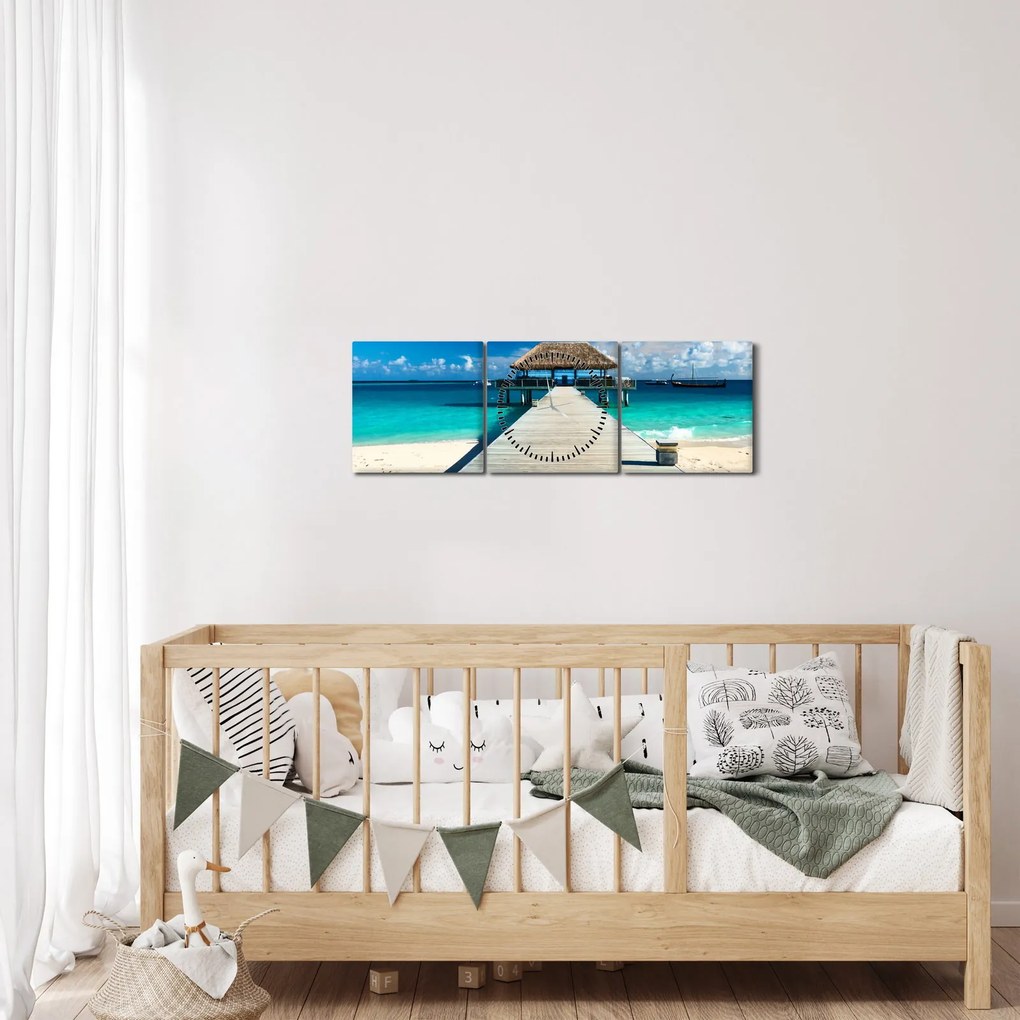 Obraz - Mólo (s hodinami) (90x30 cm)