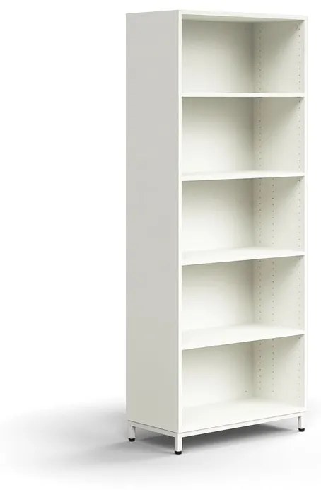 Knižnica QBUS, 4 police, na nožičkách, 2020x800x400 mm, biela
