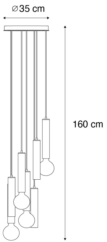 Dizajnové závesné svietidlo čierne okrúhle 7-svetlo - Tuba
