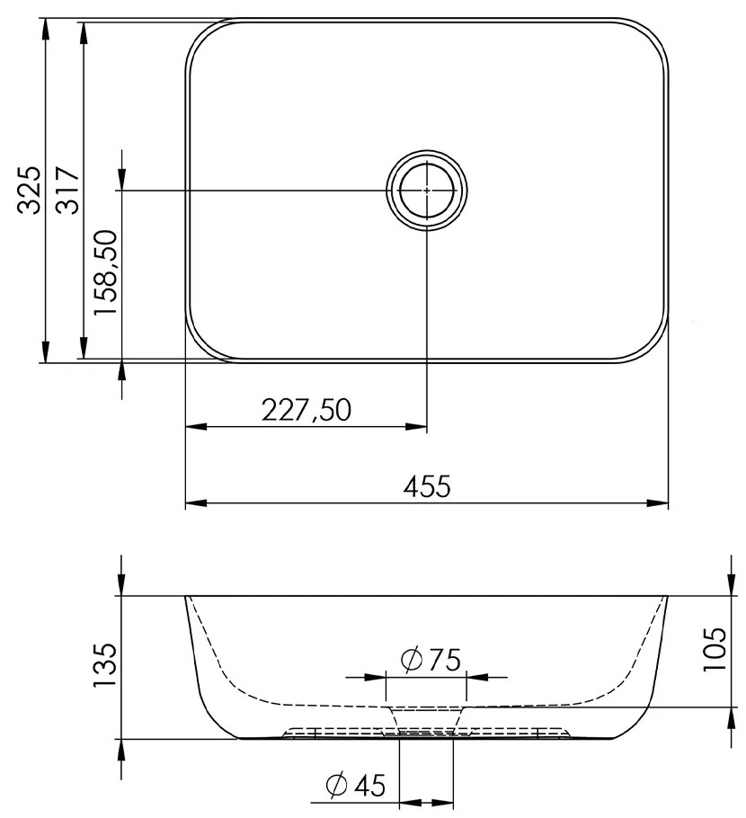 Lotosan CHARMANT umývadlo na dosku 45,5 x 32,5 cm 45,5 x 13,5 x 32,5 cm smaragd matná LK6028