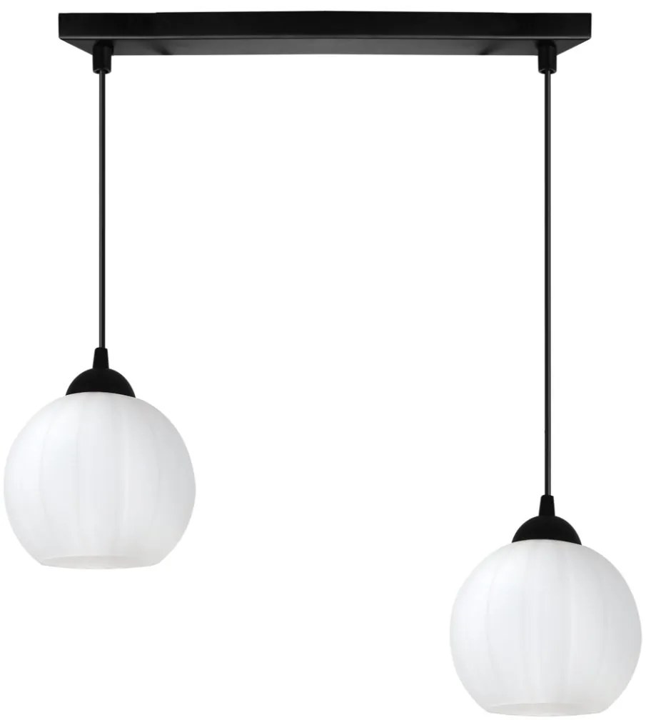 Závesné svietidlo Costa, 2x biele sklenené tienidlo, b