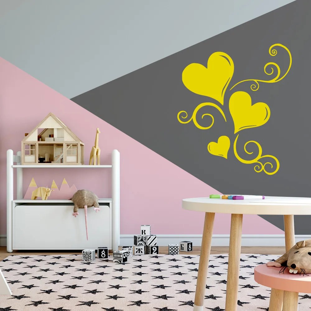 GLIX Ornament so srdiečkami - samolepka na stenu Biela 50 x 60 cm