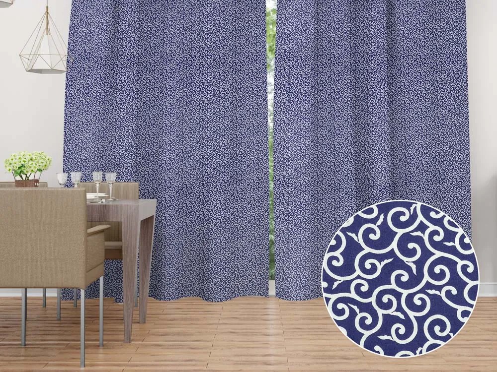 Biante Bavlnený záves Sandra SA-257 Ornamenty na tmavo modrom 130x150 cm