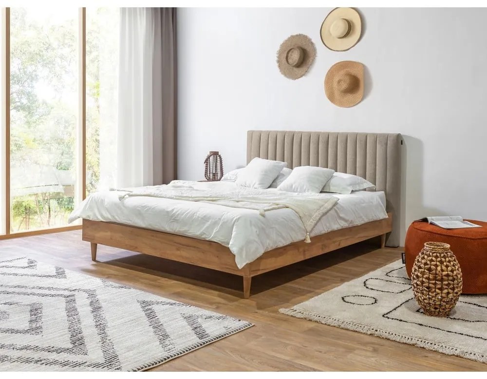 Béžová/prírodná dvojlôžková posteľ s roštom 180x200 cm Oceane – Bobochic Paris