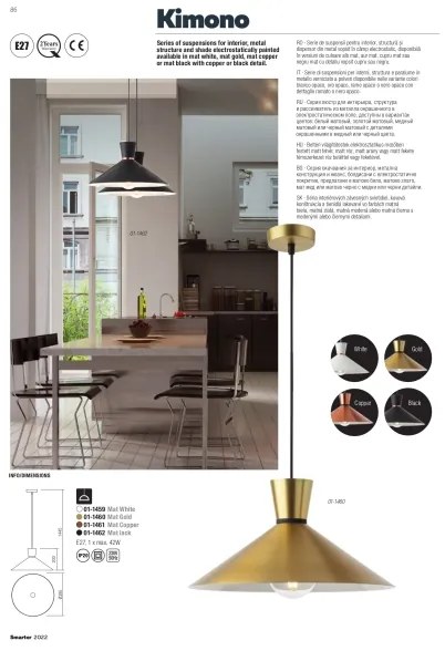 Redo 01-1462 - Luster na lanku KIMONO 1xE27/42W/230V pr. 39,5 cm čierna