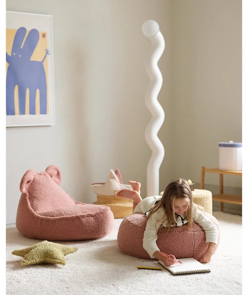 Ružový detský sedací vak z textílie buklé Bear – Wigiwama