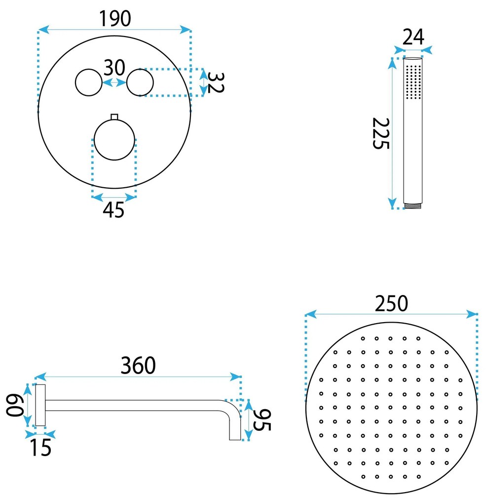 Rea Lungo Diamond, podomietková sprchová súprava + BOX, ružové zlato, REA-P6968