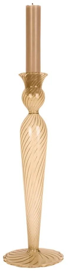 Svetlohnedý sklenený svietnik PT LIVING Swirl, výška 26,5 cm