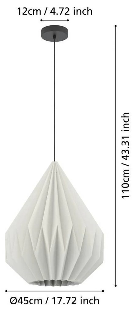 EGLO Minting závesné svietidlo z papiera, Ø 45 cm