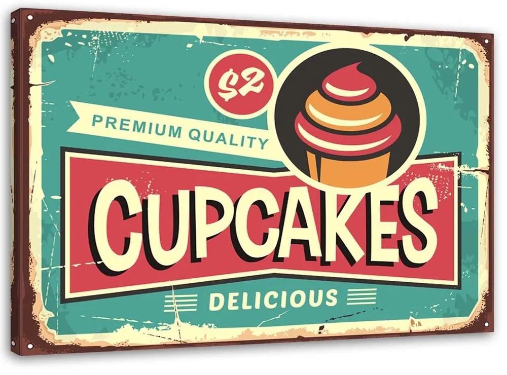 Obraz na plátně Podpis Retro plakát Cupcakes - 120x80 cm