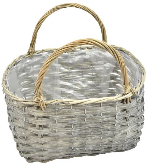 Obal na kvetináč - šedá taška Rozmery (cm): 35x25, v. 18, s uchy 31