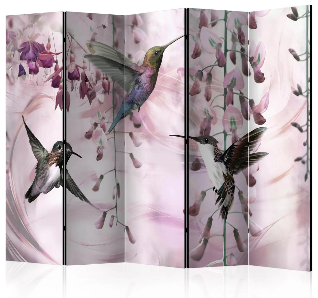 Artgeist Paraván - Flying Hummingbirds (Pink) [Room Dividers]