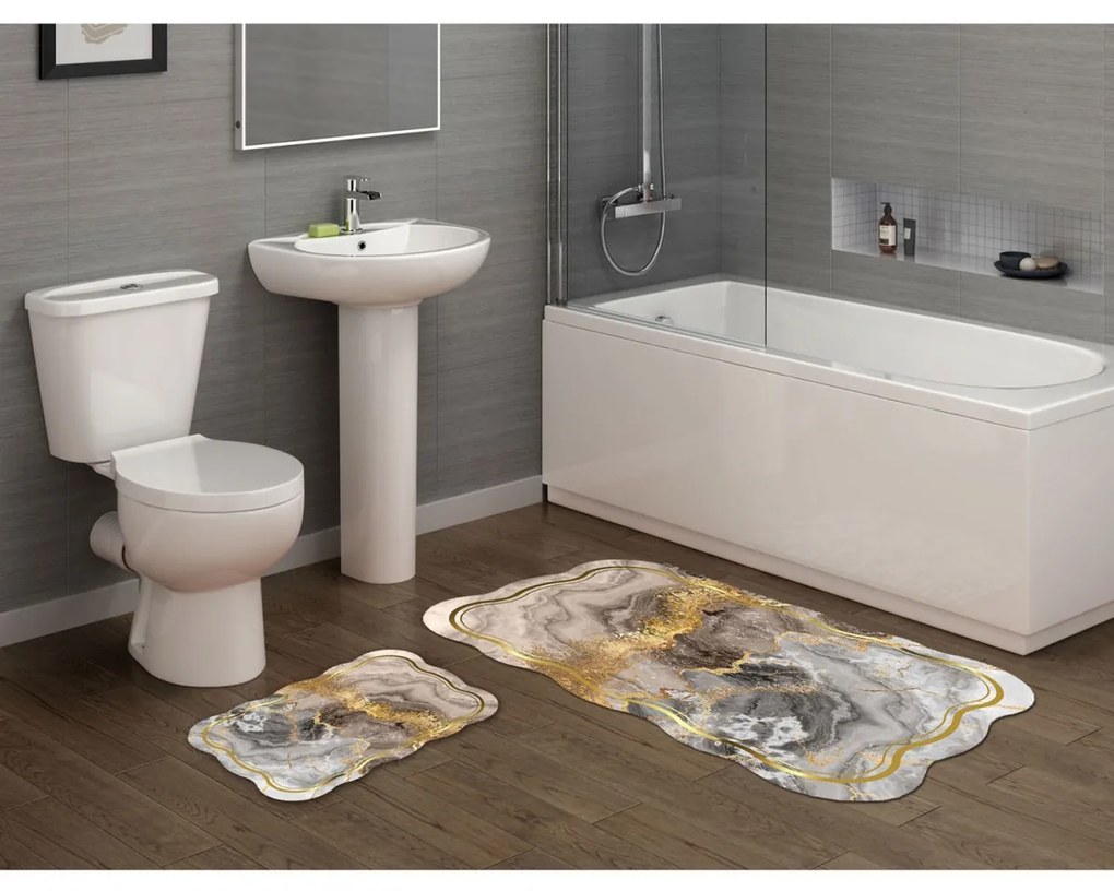 Súprava 2 kúpeľňových predložiek Abstraktná béžová