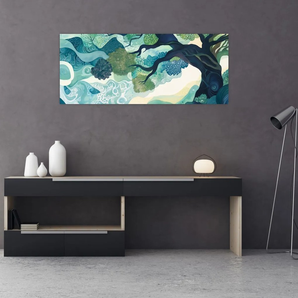 Obraz – Zelená koruna stromu života (120x50 cm)