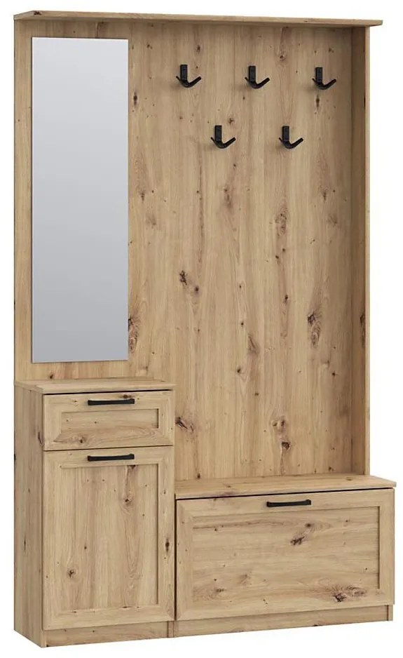 Predsieňová stena so zrkadlom KAVI v dekore dub artisan