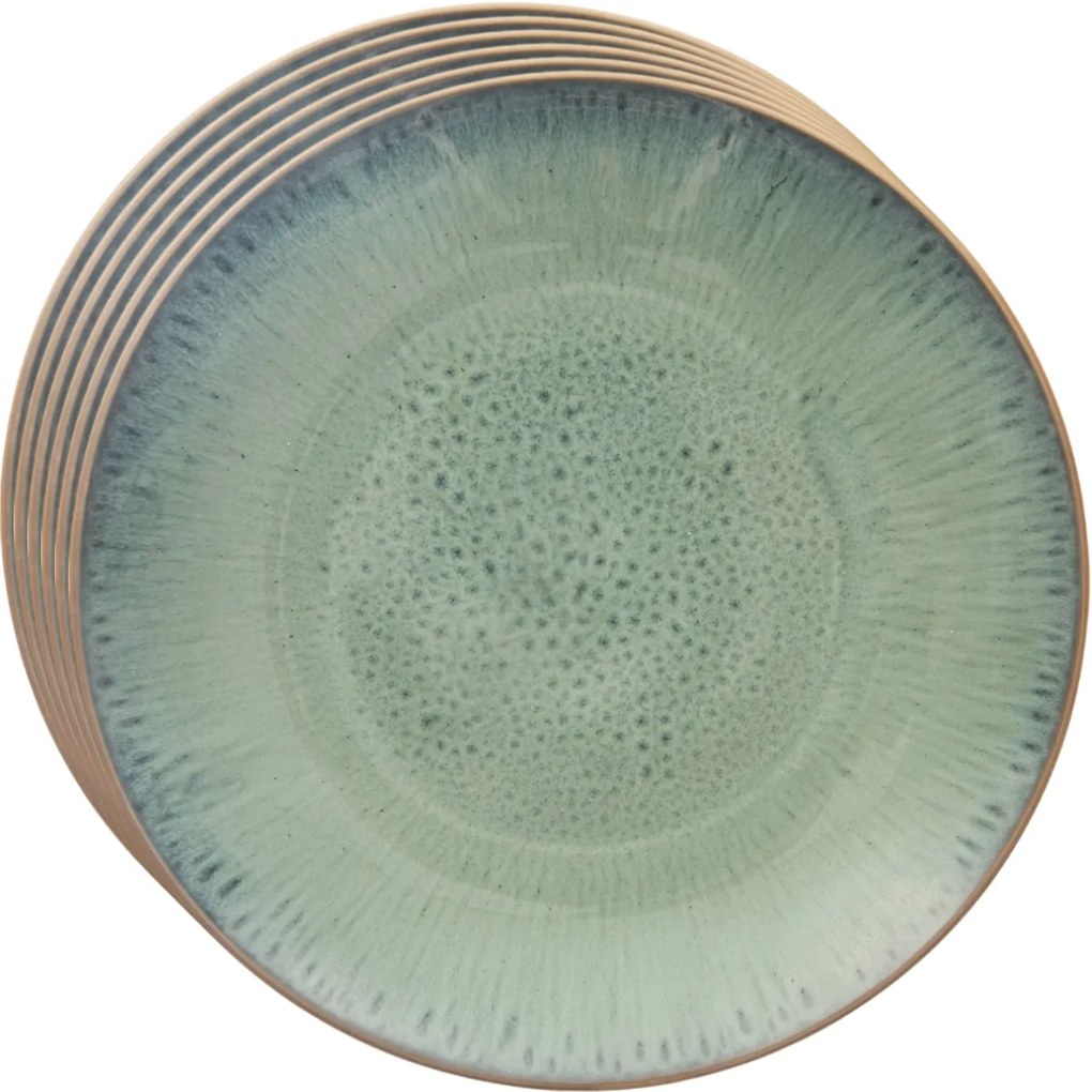 Orion Sada keramických mělkých talířů Glaze zelená27 cm, 6 ks