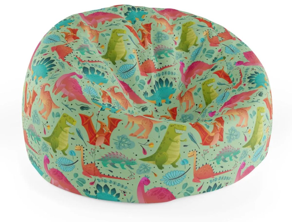 Sablio Sedací vak Cocoon Dinosaury v tráve - 115 x 75 cm x 45 cm