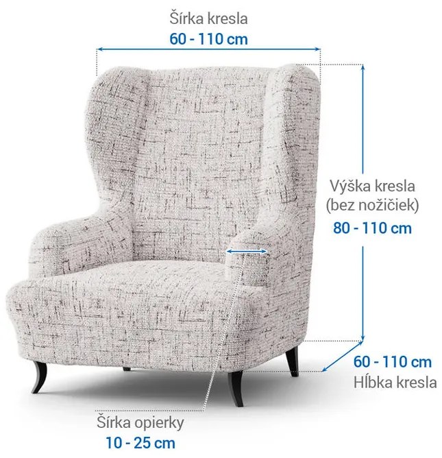 Bielastické poťahy VITTORIA smotanová kreslo ušiak (š. 60 - 110 cm)